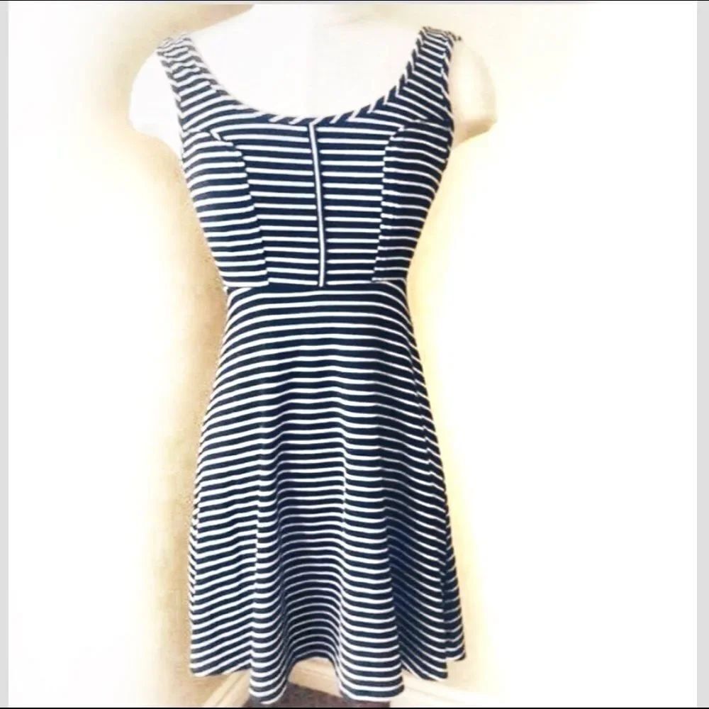 Xhilaration black & white stripe sleeveless dress